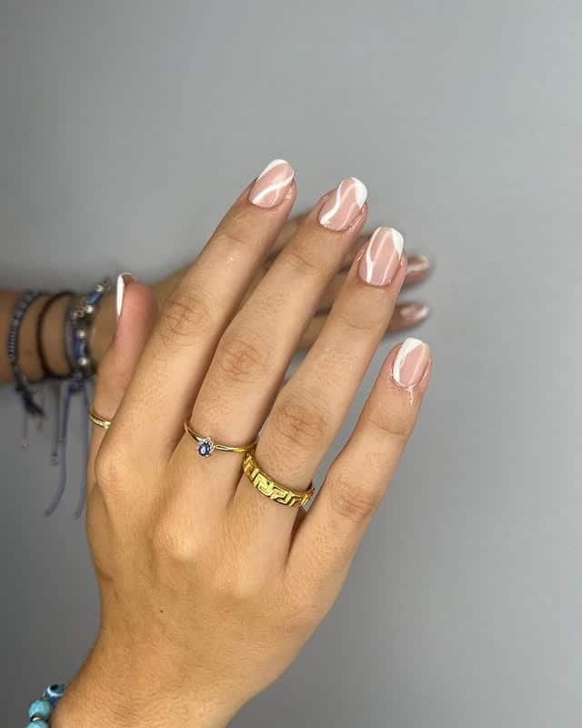 5. Milky Pink Abstract Waves - minimal nail ideas