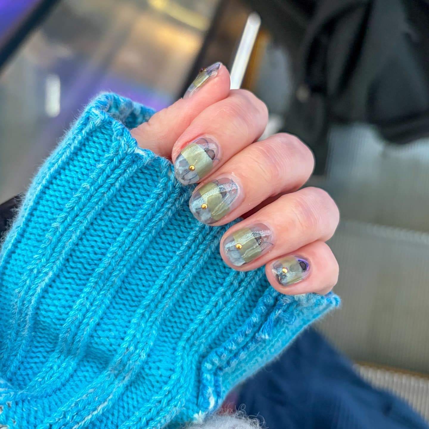 7. Smoky Sage Minimal Art Nails - minimal nail ideas