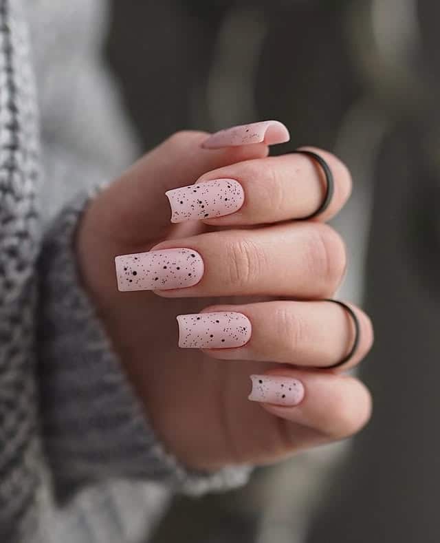 11. Soft Pink Speckled Minimal Nails - minimal nail ideas