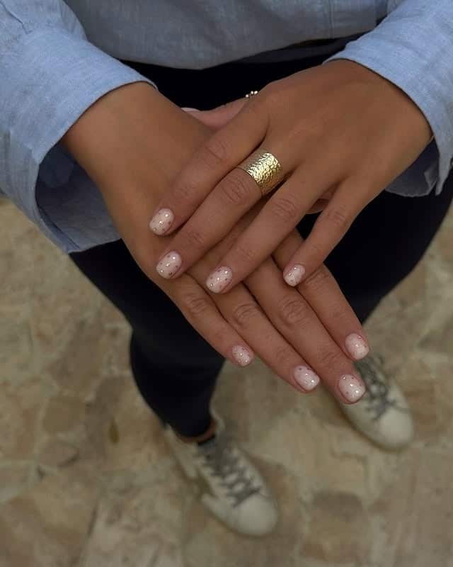16. Milky Pink Micro Dot Nails - minimal nail ideas