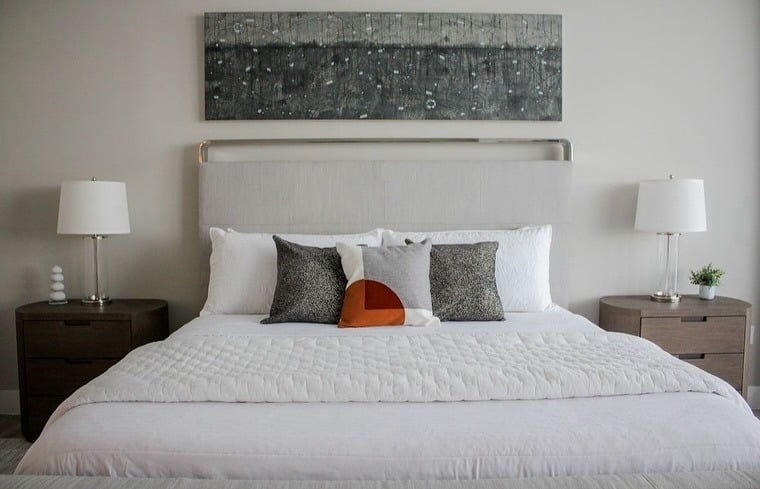 1. Soft Modern Balance in Light Gray - gray wall bedroom ideas