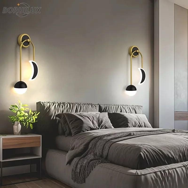 16. Modern Minimal Gray with Sculptural Lighting - gray wall bedroom ideas