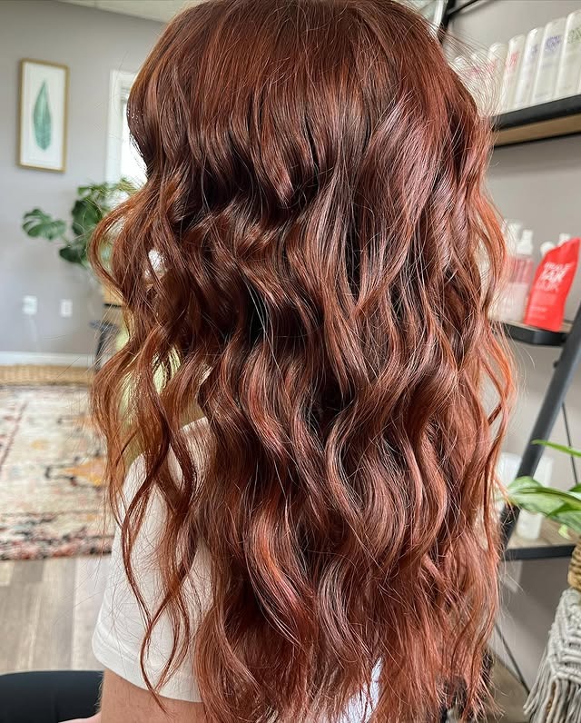 4. Textured Mid-Length Waves in Spiced Auburn - Auburn Hair Color