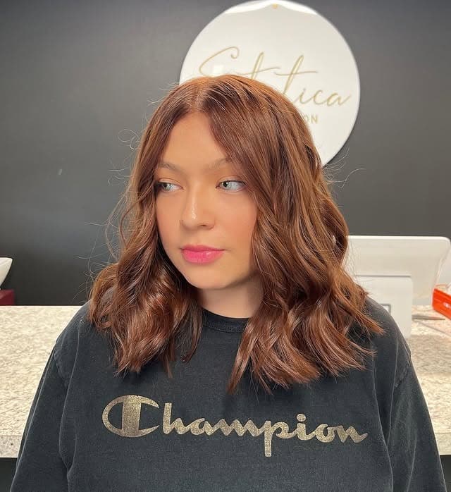 8. Shoulder-Length Soft Waves with Balanced Auburn - Auburn Hair Color
