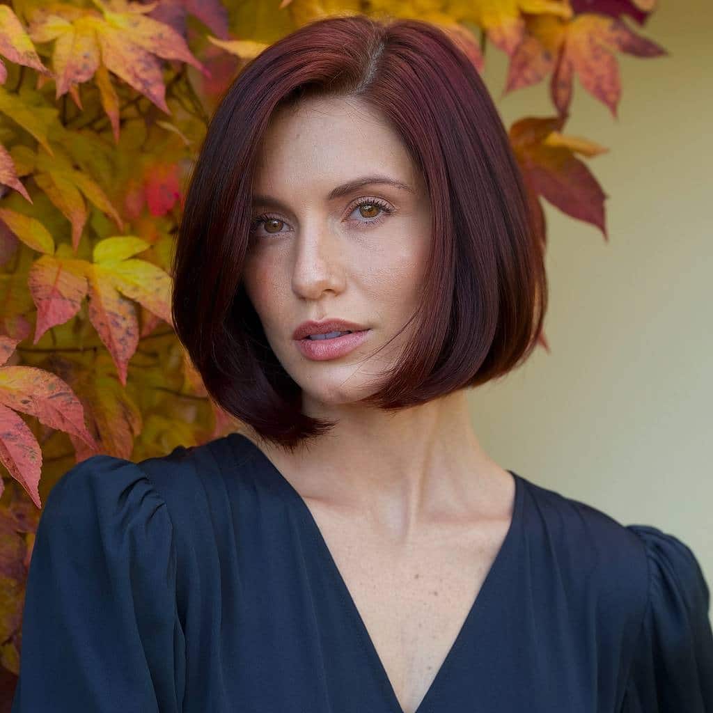 12. Precision Chin-Length Bob in Deep Auburn - Auburn Hair Color