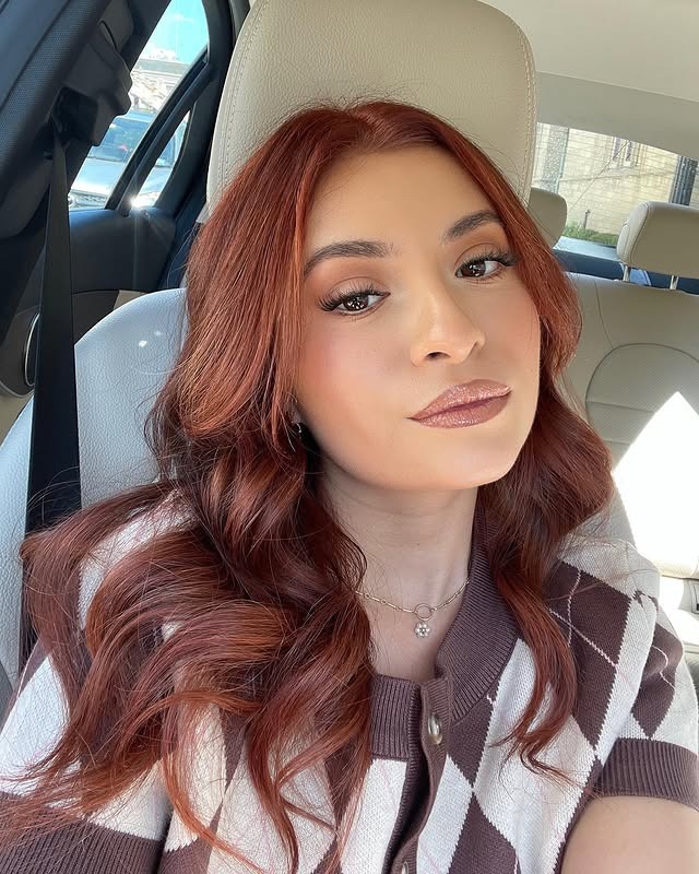 15. Glamorous Long Waves with Red Auburn Finish - Auburn Hair Color