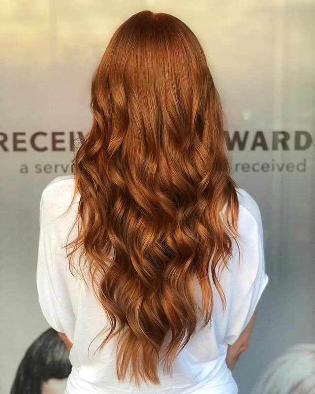 16. Extended Length Waves in Golden Auburn - Auburn Hair Color