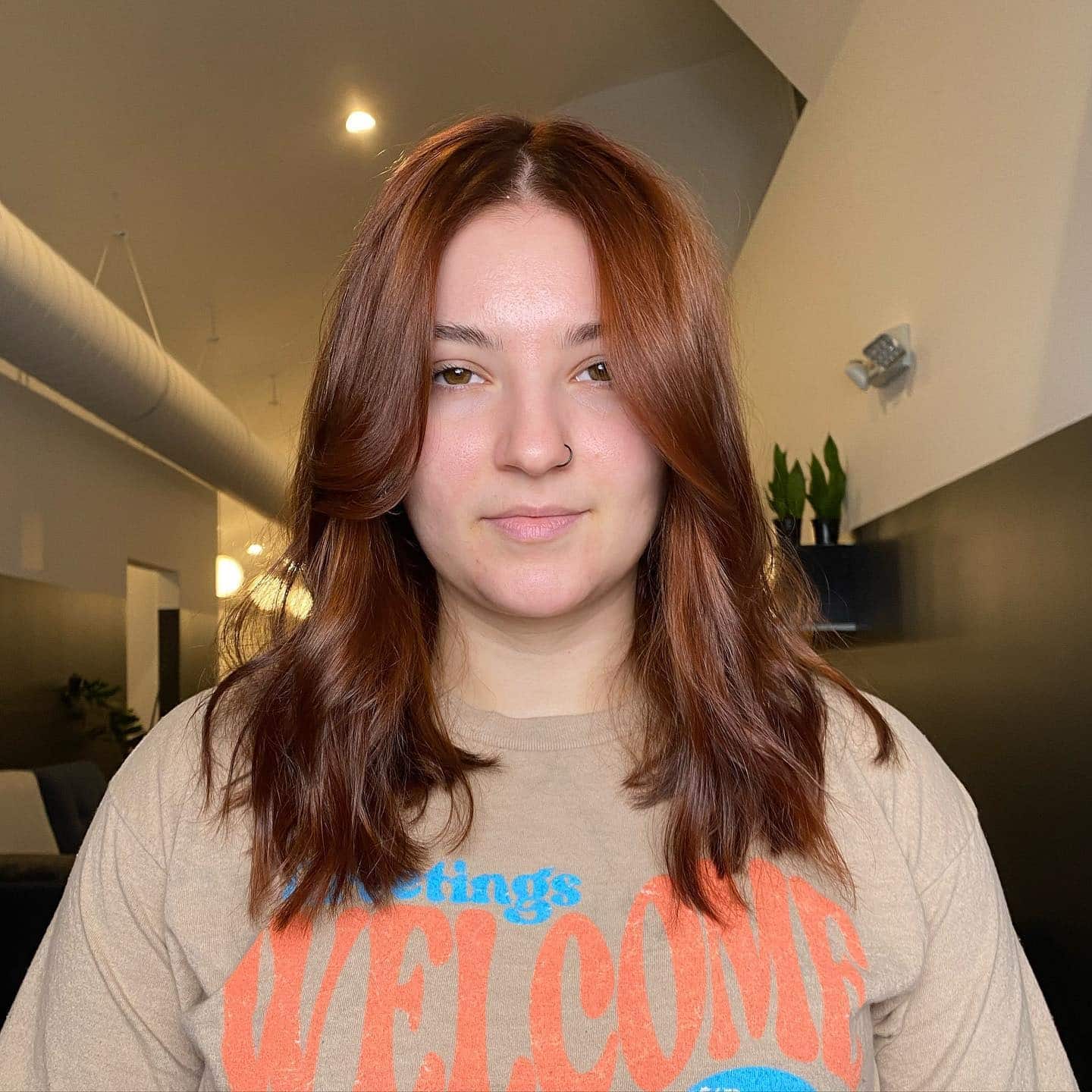 17. Face-Framing Medium Layers in Soft Auburn - Auburn Hair Color