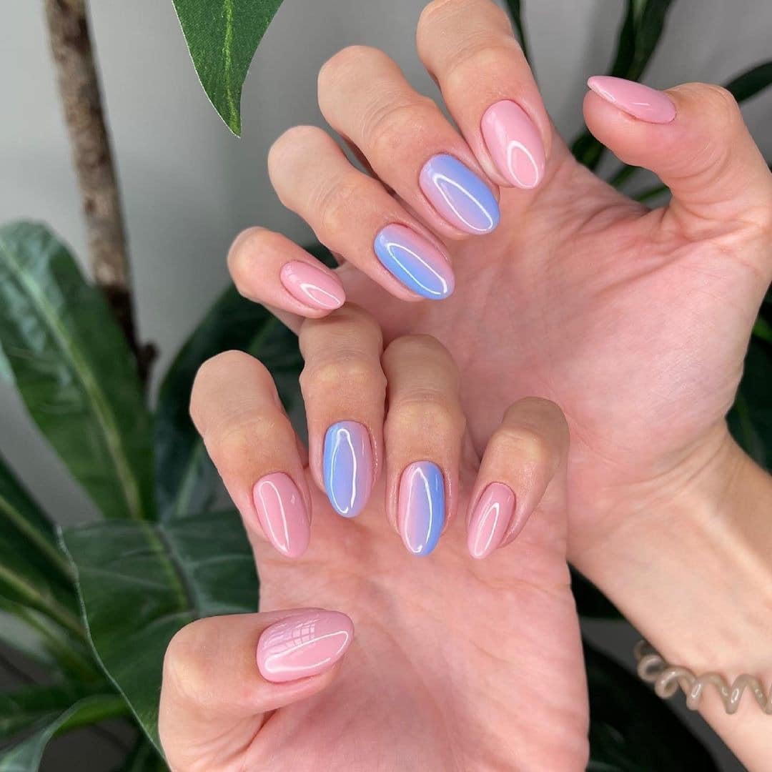 3. Pastel Mix Almond Nails in Pink and Periwinkle - multicolored nail ideas