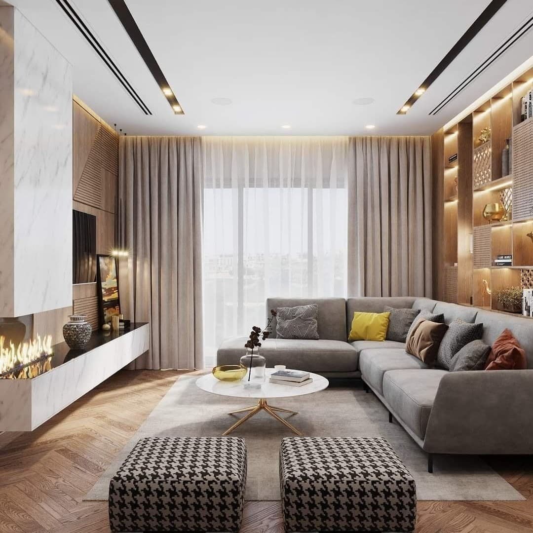 6. Contemporary Family Living in Gray and Natural Oak - living room furniture ideas