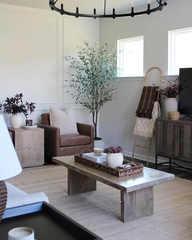 20. Casual Rustic Living in Soft White and Natural Oak - living room furniture ideas