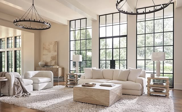 22. Airy Classic Living Room in Cream and Light Wood - living room furniture ideas