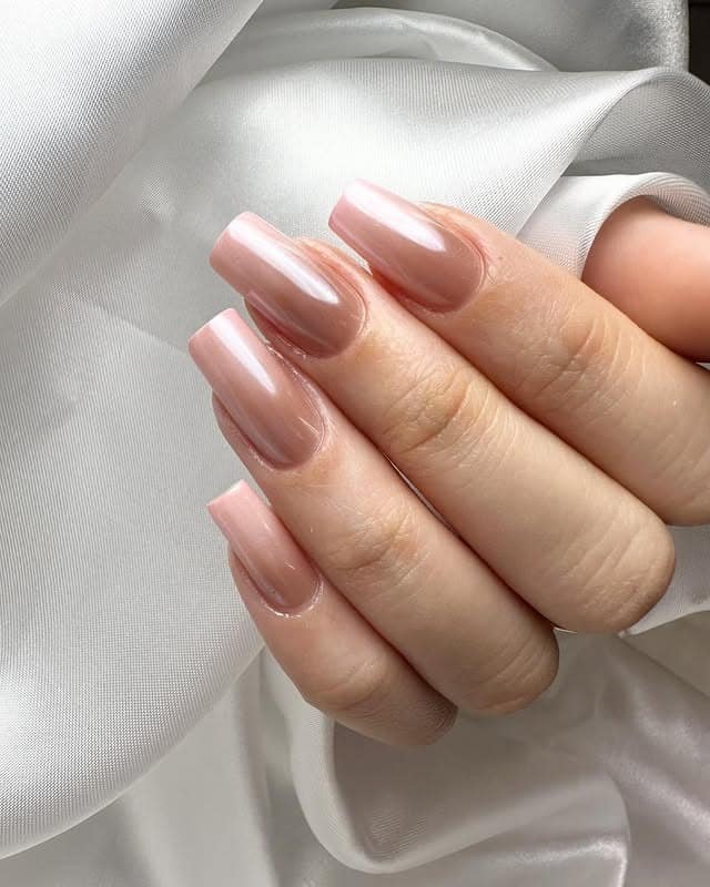 7. Blush Pink Ombre Chrome Coffin Nails - ombre chrome nail ideas
