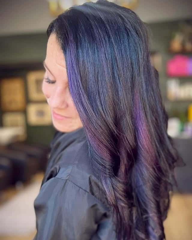 3. Midnight Black with Cool Violet Dimension - Dark Hair Color