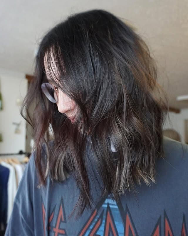 9. Lived-In Dark Brunette Waves - Dark Hair Color