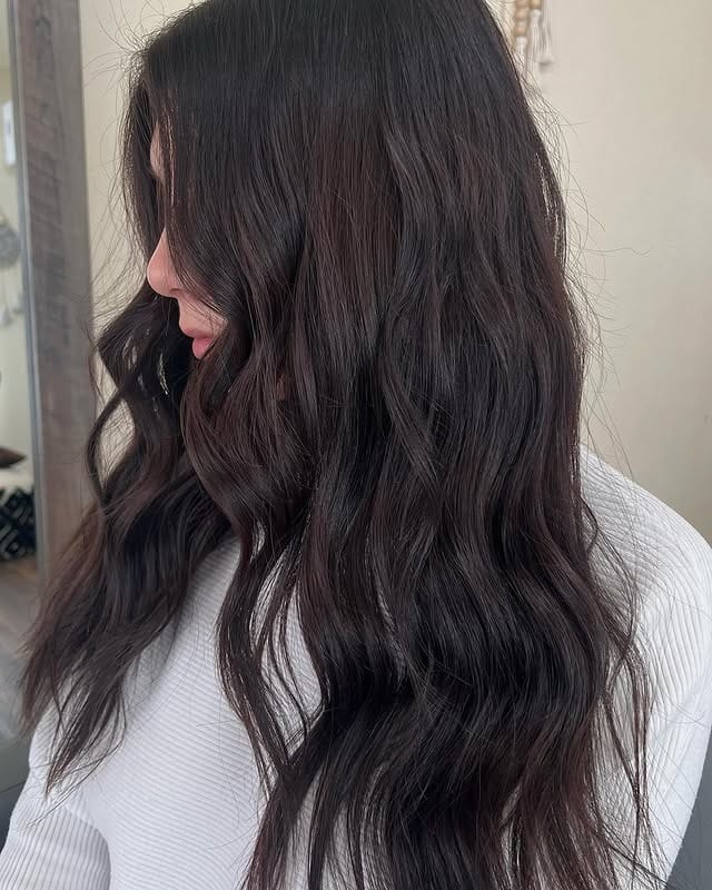 10. Textured Dark Brown Shag - Dark Hair Color