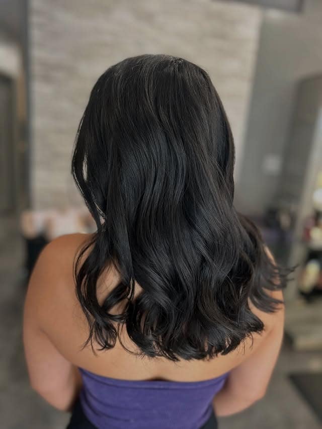 14. Soft Black Shoulder-Length Waves - Dark Hair Color