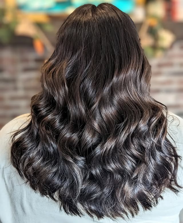 7. Long Dark Brown Waves with Ash Highlights - Dark Brown Hair with Highlights