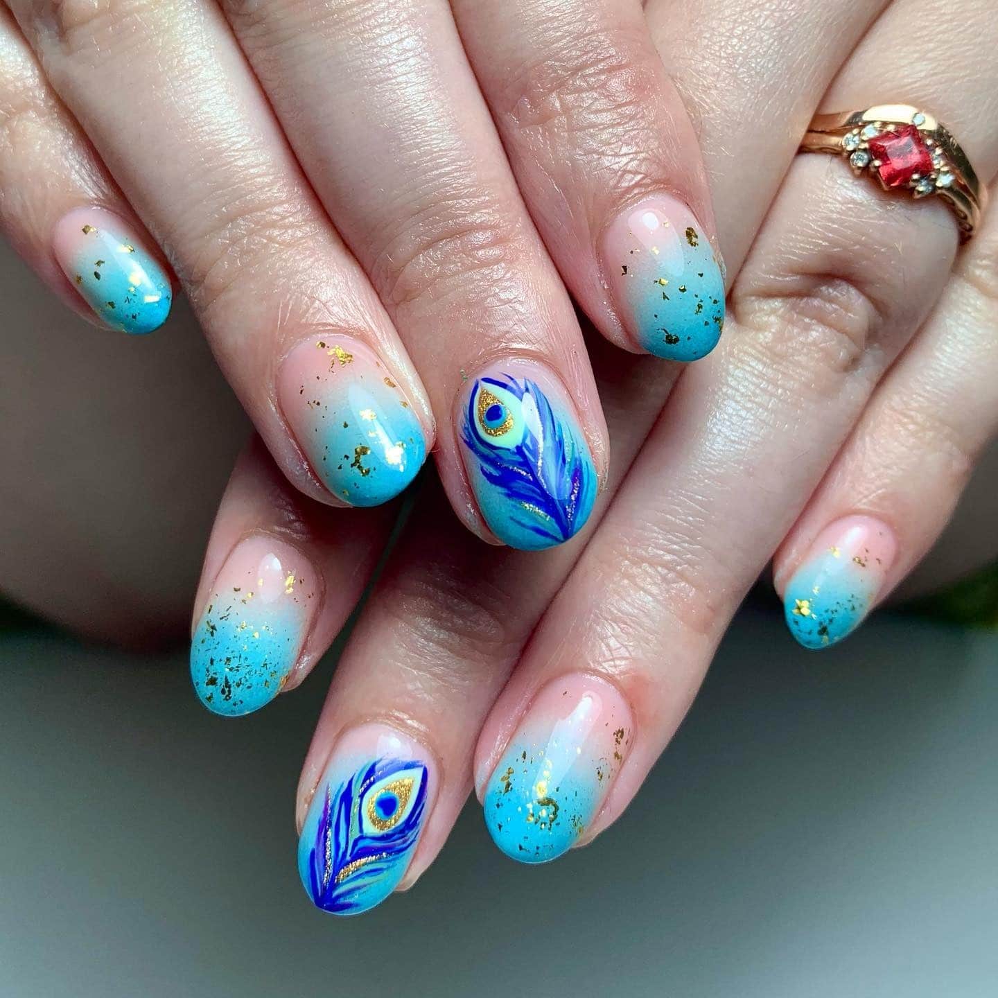 19. Blush French Palm Almond Nails - palm tree nail ideas