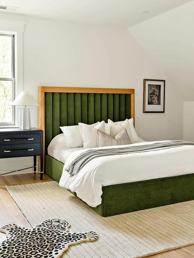 15. Fresh Forest Bedroom in Olive Green and Clean White - forest bedroom ideas