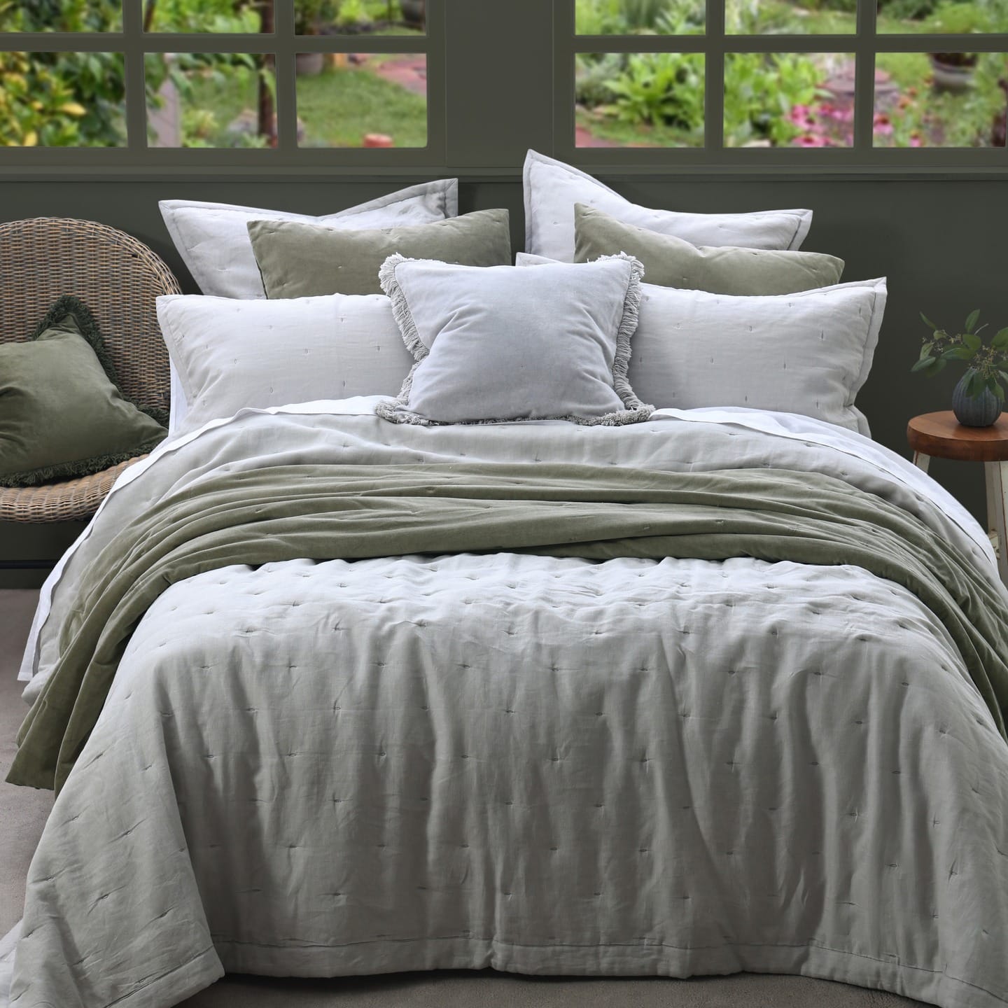 2. English Countryside Elegance in Sage and Ivory - european style bedroom ideas