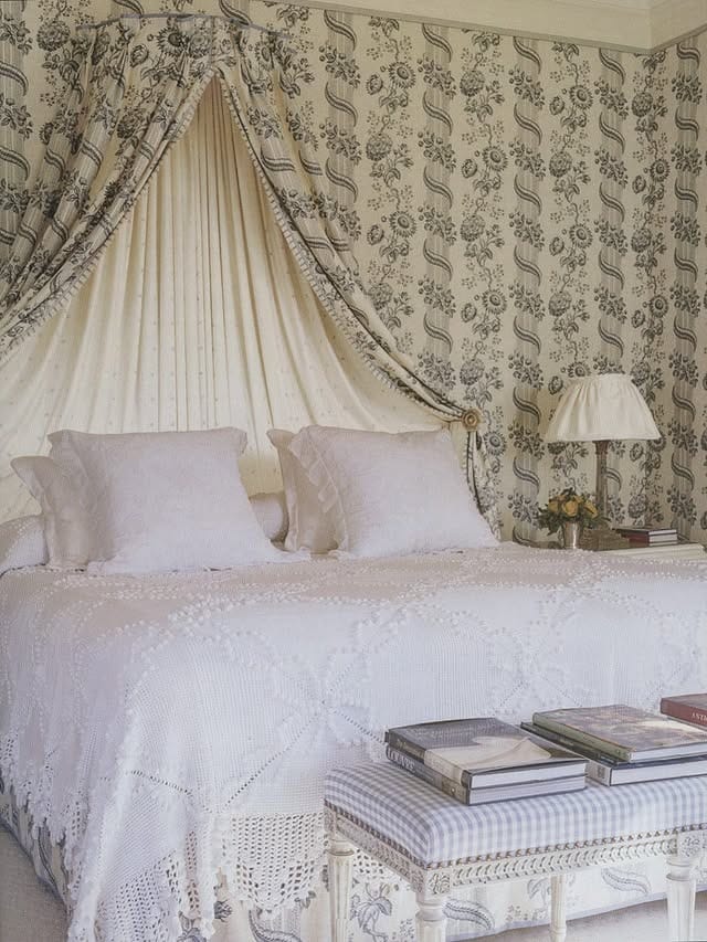 11. Romantic English Manor Bedroom in Soft Cream and Charcoal - european style bedroom ideas