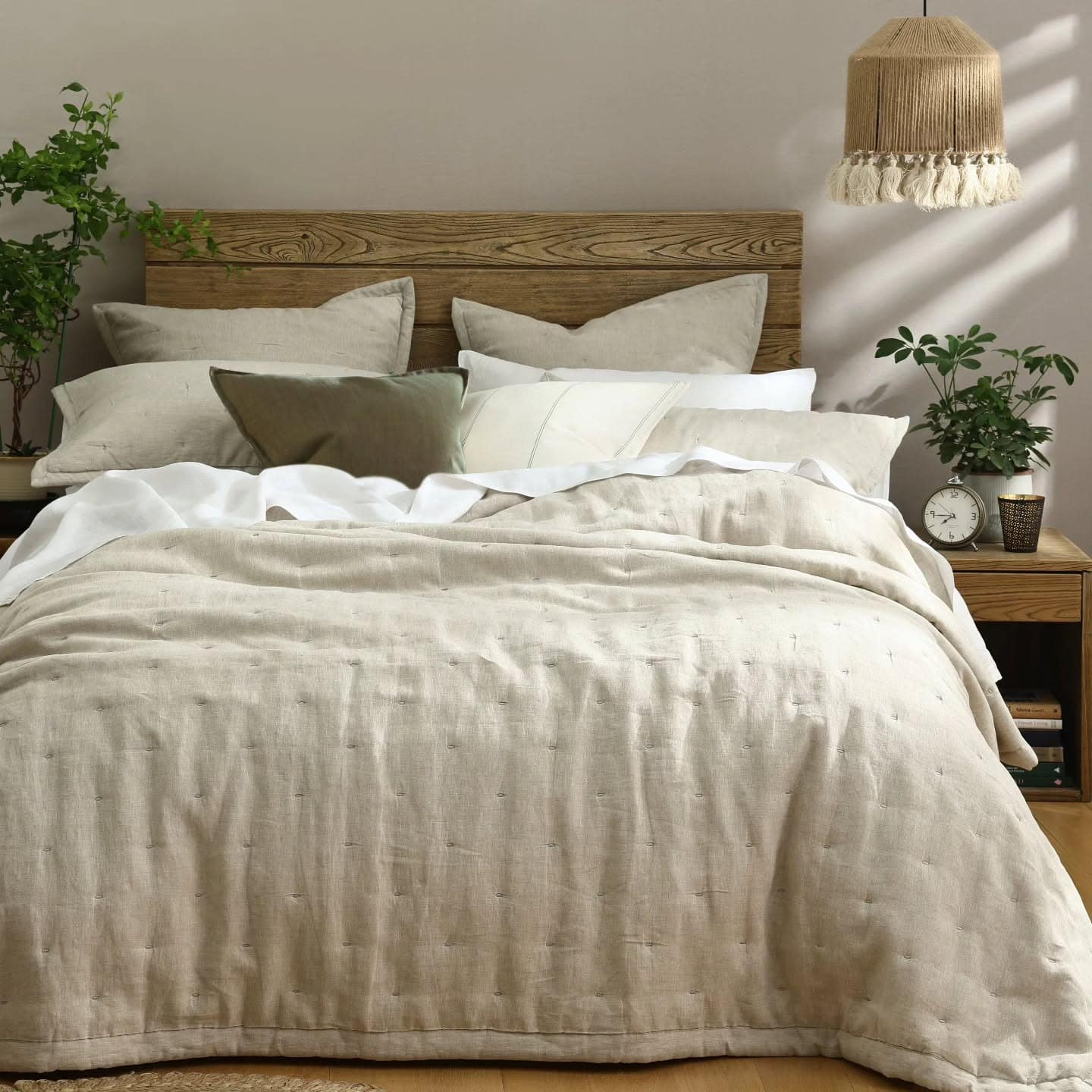 16. Natural European Bedroom in Oatmeal and Light Wood - european style bedroom ideas