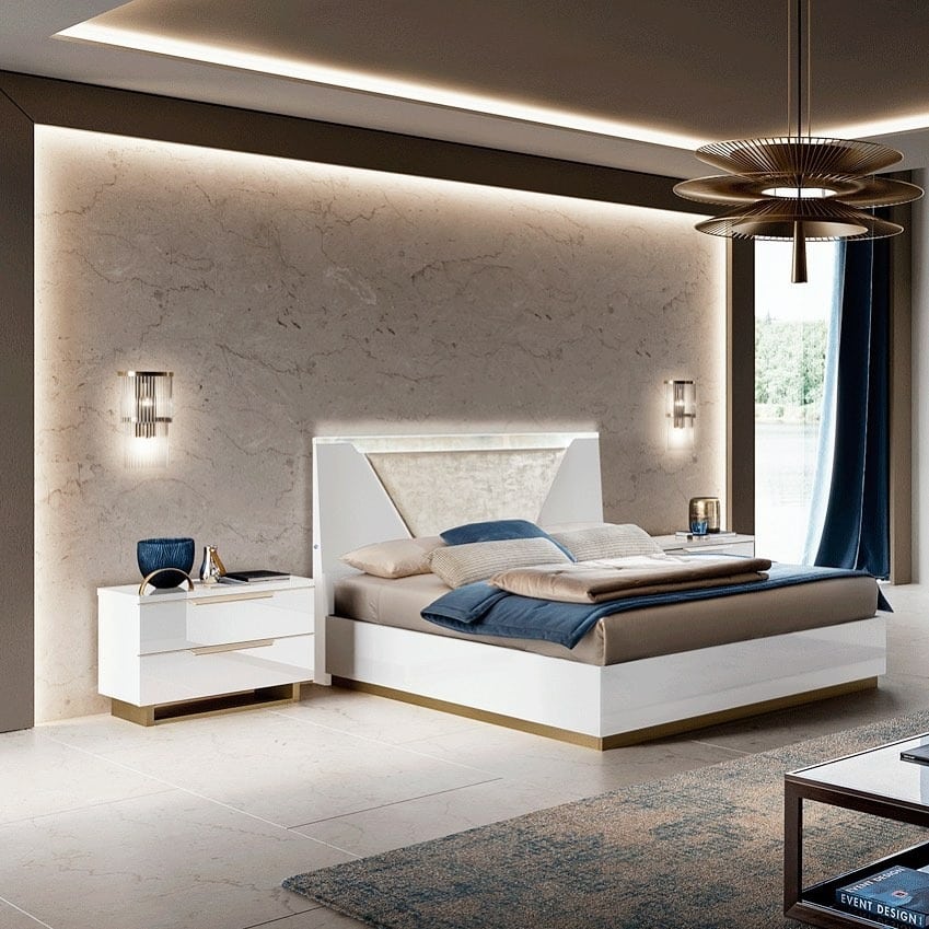 20. Modern European Luxury Bedroom in Stone and Soft Blue - european style bedroom ideas