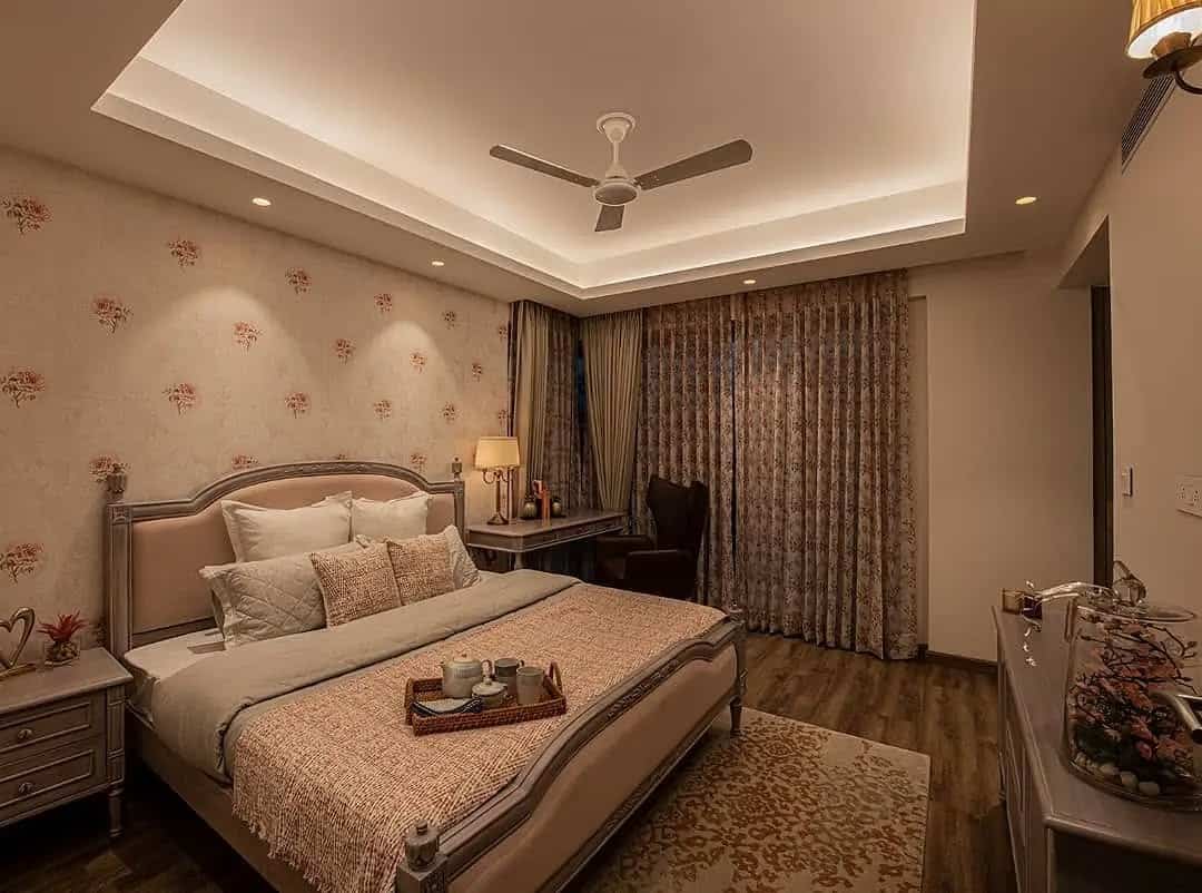 22. Refined European Floral Bedroom in Blush and Warm Taupe - european style bedroom ideas