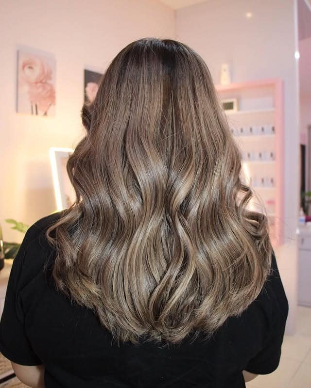 16. Ash Brown Glossed Mid-Length Style - Ash Brown Hair Color