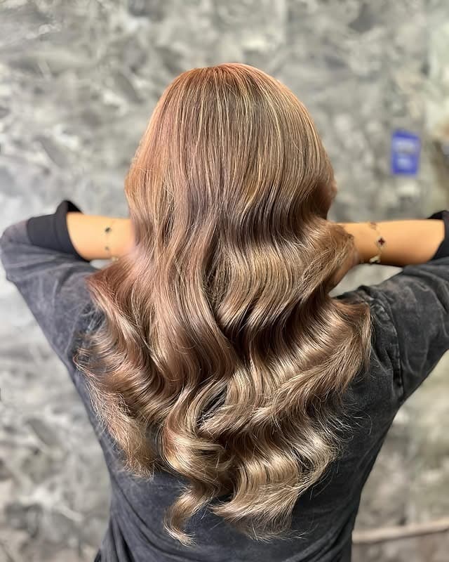 18. Ash Brown Soft Highlighted Waves - Ash Brown Hair Color