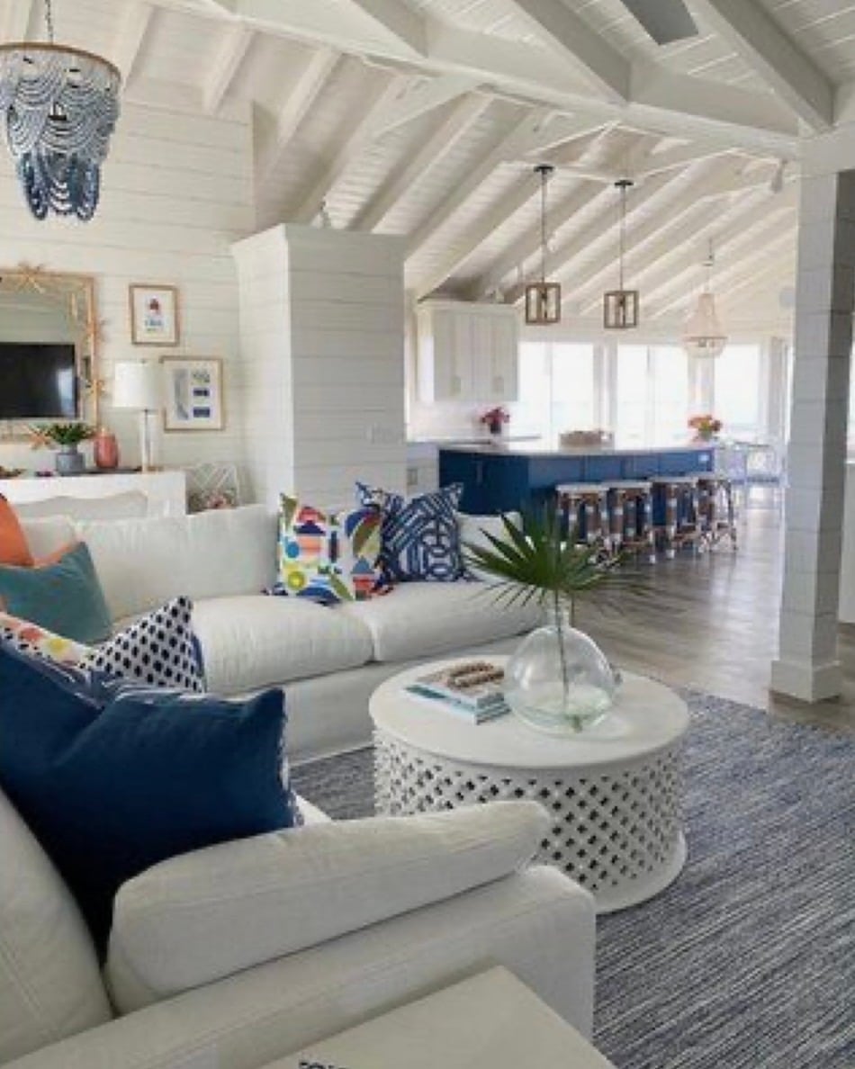 16. Casual Navy and Gray with Open-Concept Flow - navy blue and gray living room ideas
