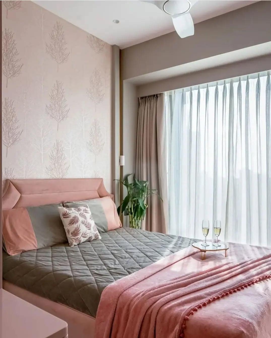 1. Soft Blush Botanical Retreat - pastel bedroom ideas