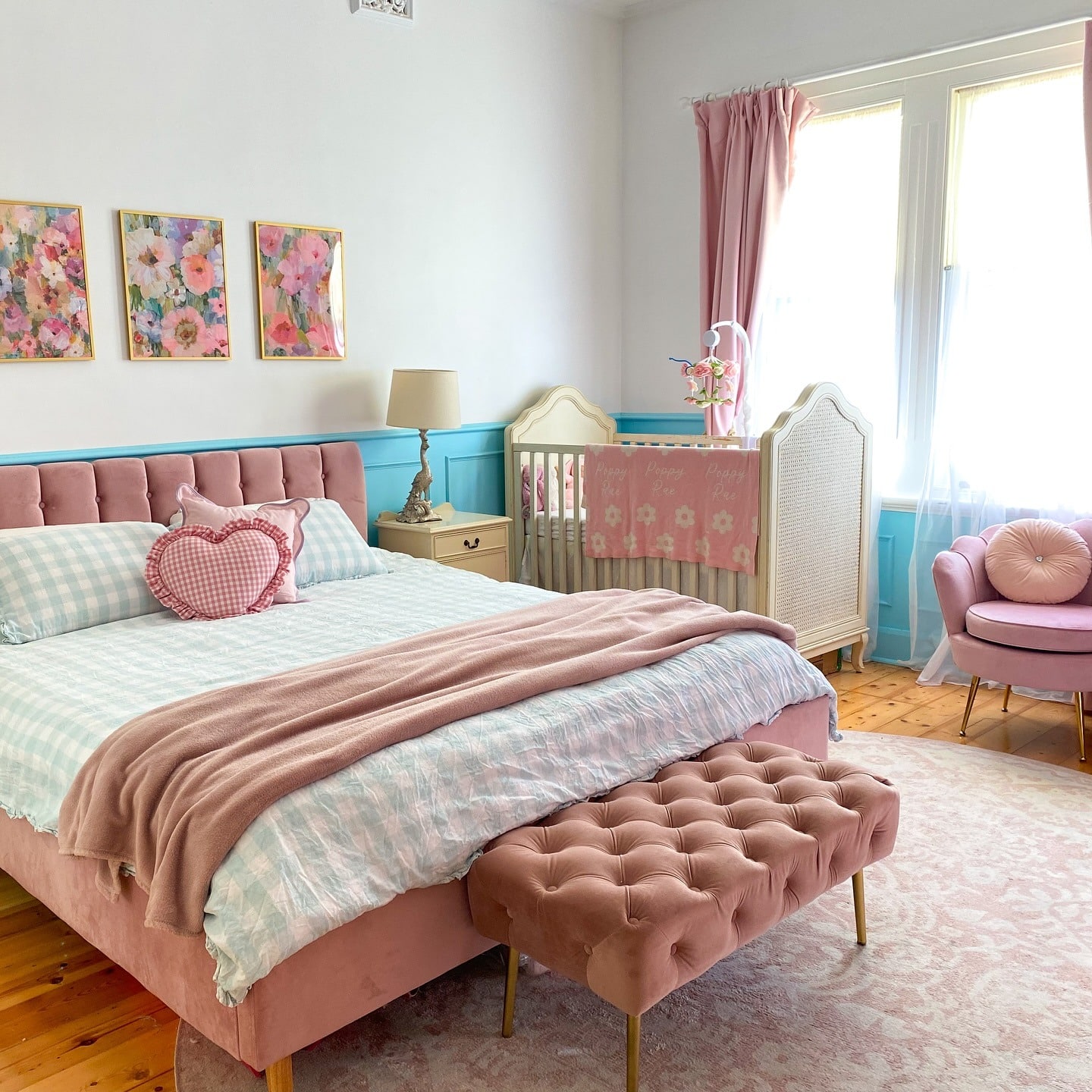 2. Pastel Family Bedroom with Vintage Charm - pastel bedroom ideas