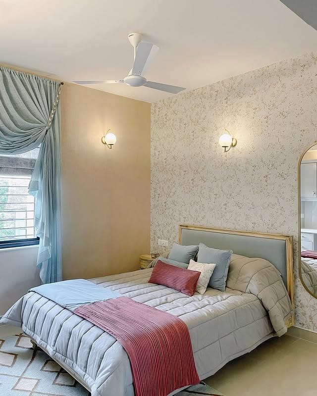 11. Soft Sage and Blush Comfort Bedroom - pastel bedroom ideas