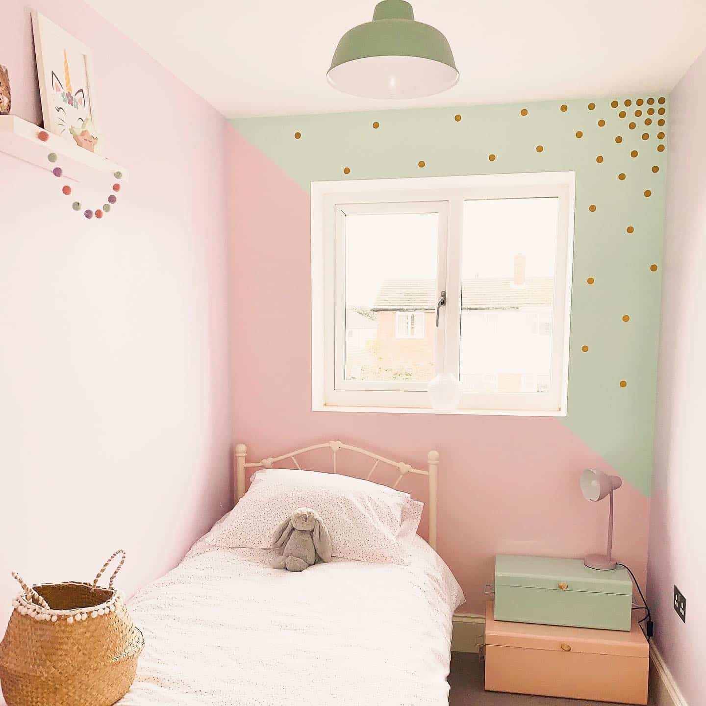 21. Soft Pink and Mint Kids’ Pastel Bedroom - pastel bedroom ideas