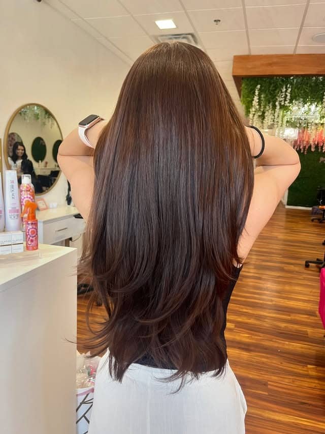 4. Straight Layered Cut with Classic Medium Brown Shine - Medium Brown Hair with Highlights