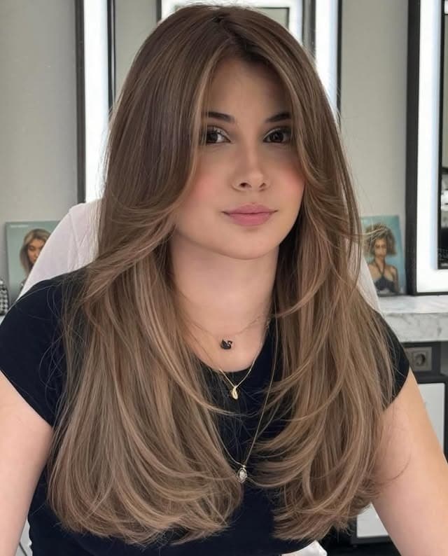 7. Feathered Layers with Warm Brown Highlights - Medium Brown Hair with Highlights