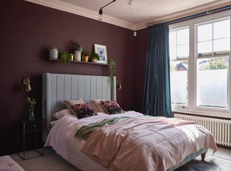 16. Burgundy Paint with Natural Light Contrast - burgundy bedroom ideas