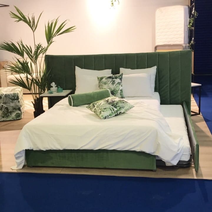 2. Modern Green Upholstered Bedroom with Soft Ivory Accents - nature bedroom ideas