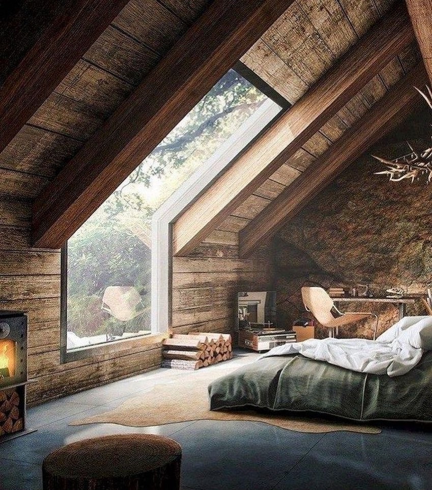 8. Attic Bedroom Retreat with Raw Timber and Neutral Layers - nature bedroom ideas