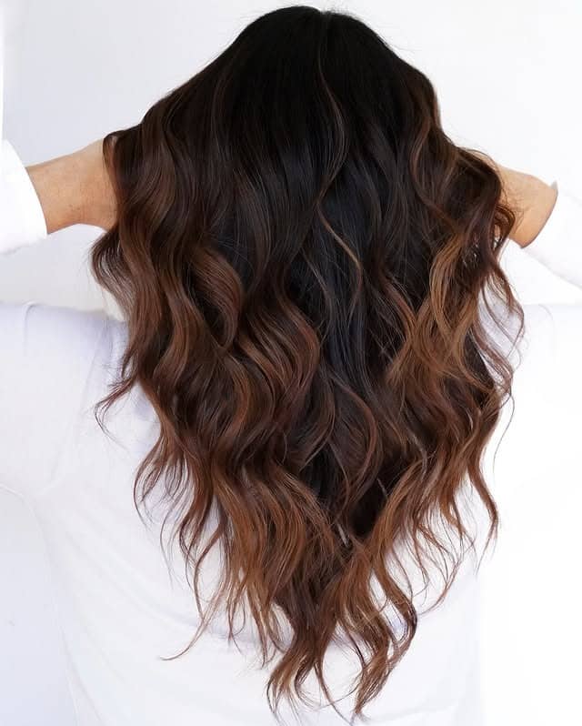 17. Mocha Brown Waves with Caramel Accents - Fall Hair Colors