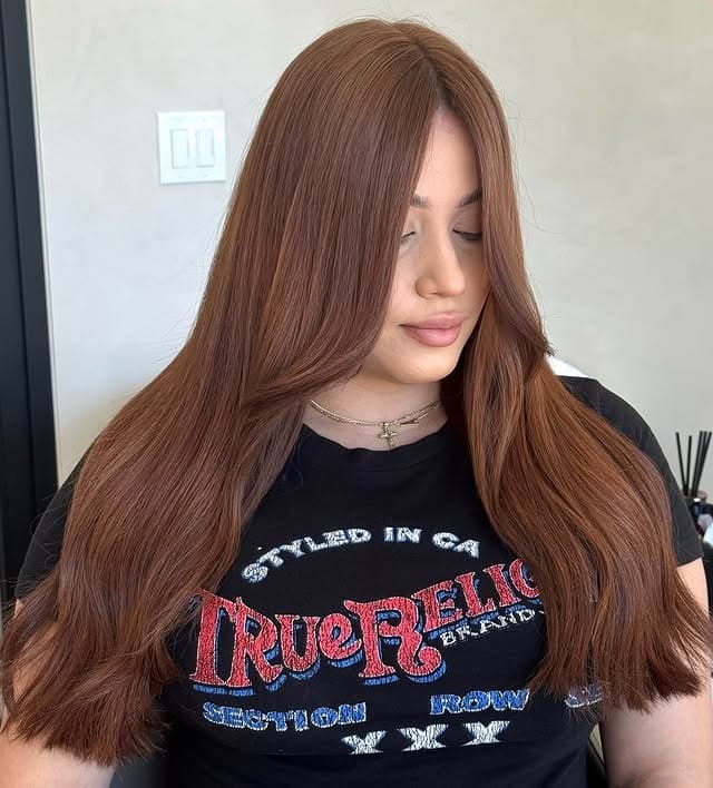 19. Cinnamon Brown Blowout with Sleek Layers - Fall Hair Colors