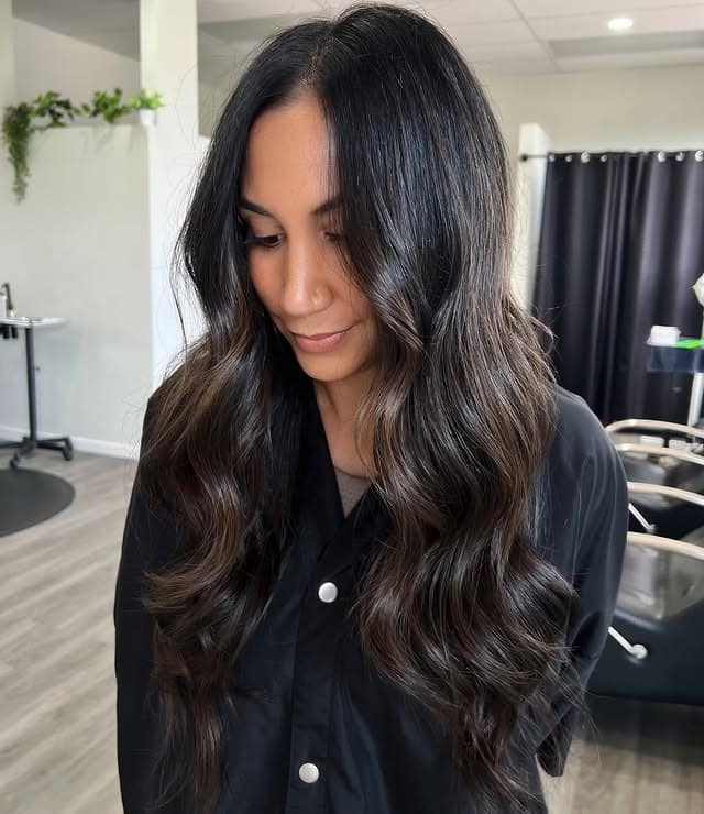 20. Soft Black Waves with Subtle Dimension - Fall Hair Colors