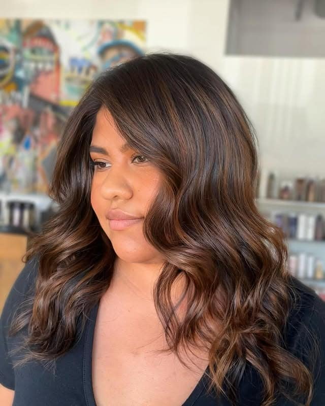 21. Cocoa Brown Waves with Subtle Dimension - Fall Hair Colors