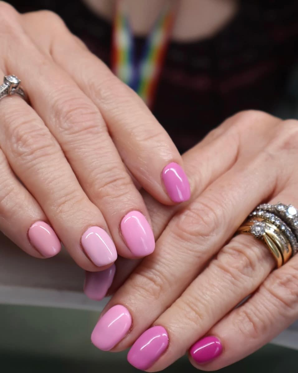 7. Short Natural Pink Ombre with Gloss Finish - pink ombre nail ideas