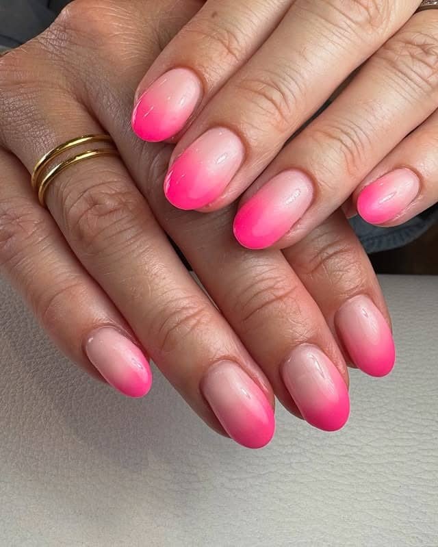 14. Classic Almond Pink Ombre with Smooth Blend - pink ombre nail ideas