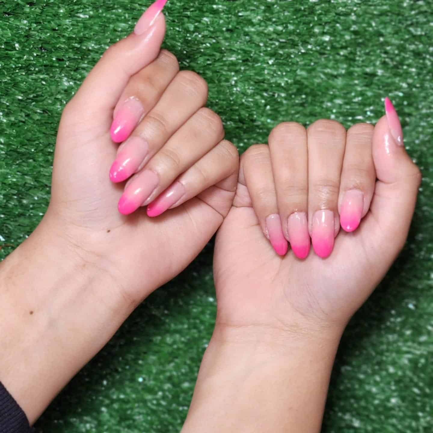 16. Almond Pink Ombre with Soft Gradient Finish - pink ombre nail ideas