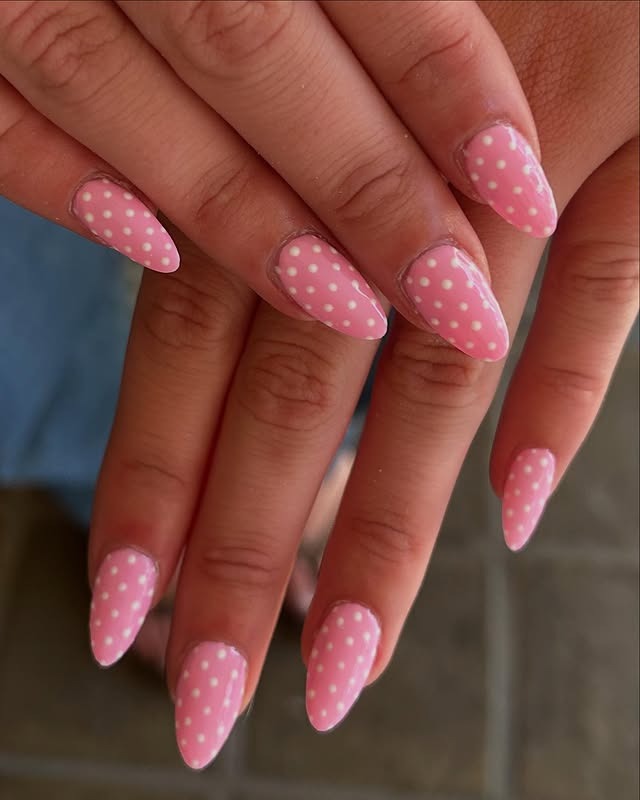 19. Blush French Palm Almond Nails - palm tree nail ideas