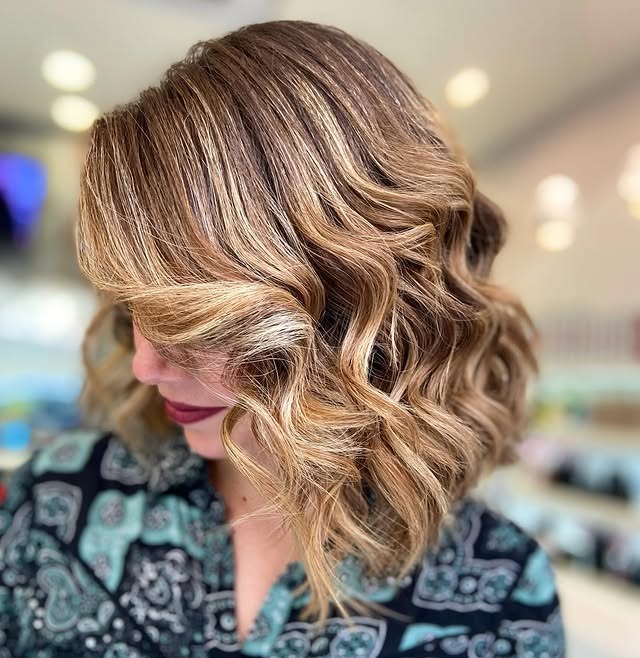 11. Soft Caramel Blonde Wavy Bob with Face-Framing Layers - Wavy Bob Hair